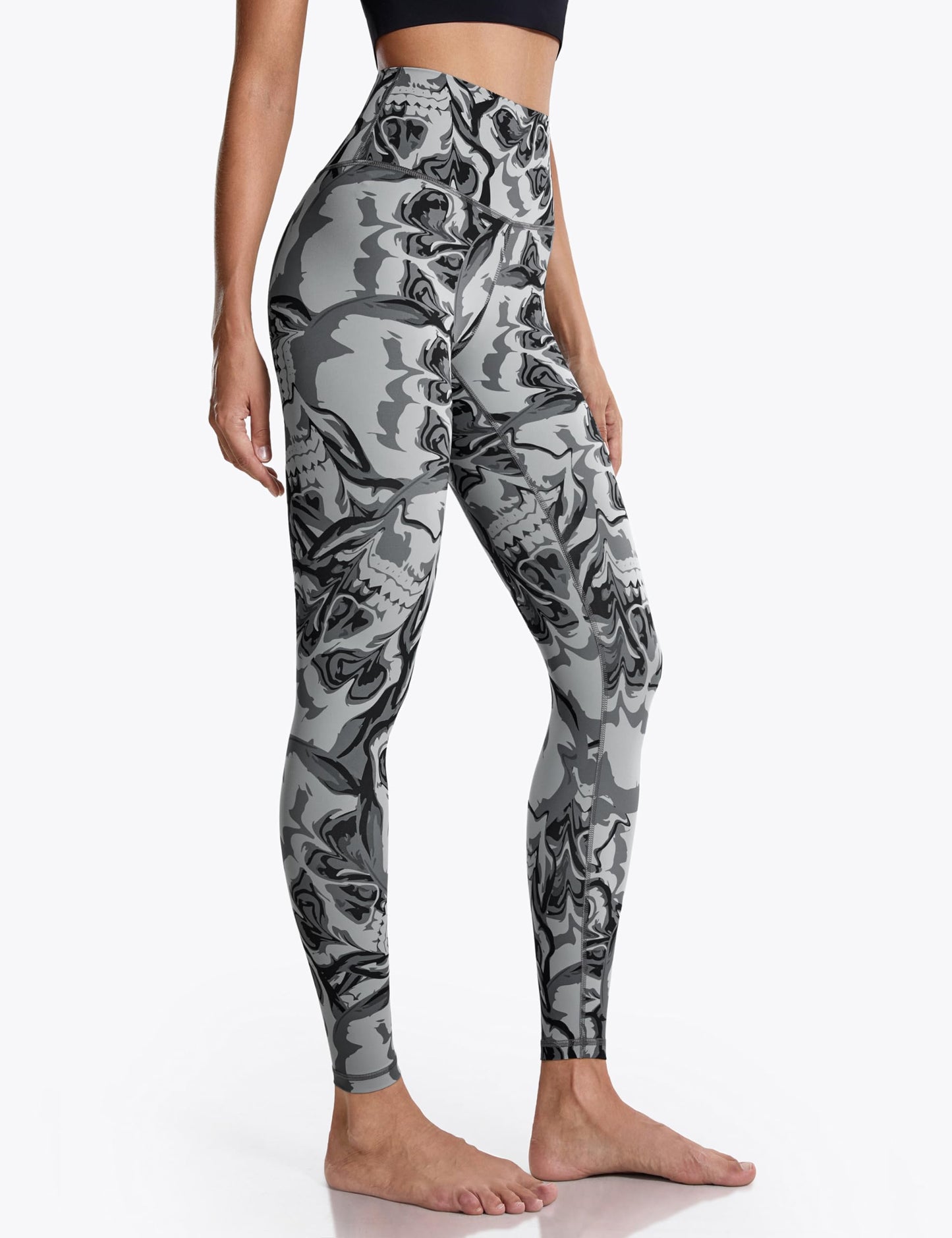 LIEBERGO Halloween Workout Leggings for Women Tummy Control High Waisted Yoga Pants Printed Festival - 25 Inches Swirl Ghost Medium