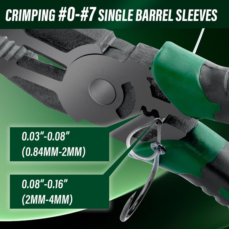Alwonder Fishing Crimping Pliers Steel Wire Crimping Tool Fishing Leaders Crimpers Cutter Gripper for Single Barrel Sleeves, Terminal Tackle Connectors Multi-Function 8IN Cutting Crimp Tool