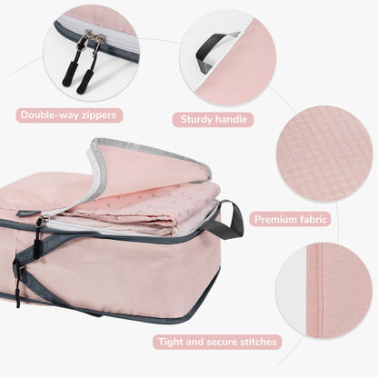 CherryNow Compression Packing Cubes, 7 Set Packing Cubes for Travel Women, Travel Essentials for Suitcase, Luggage Organizer Bags, Pink