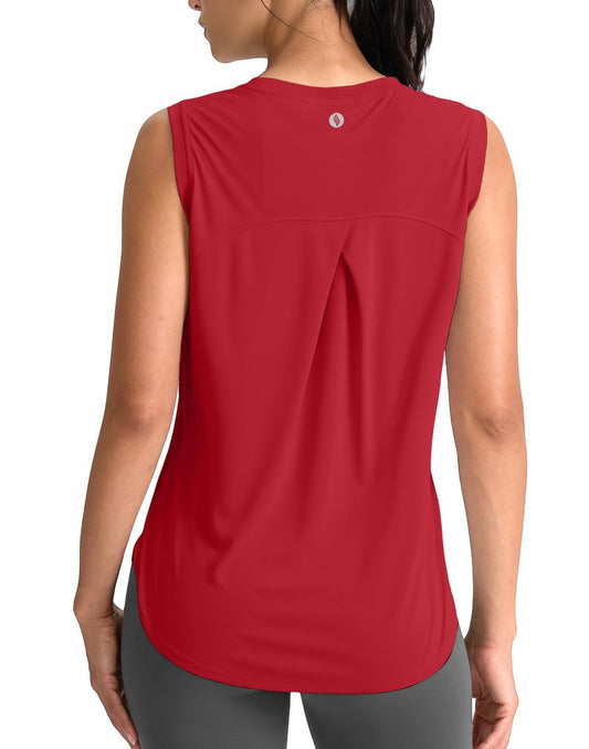 SANTINY Women's Sleeveless Workout Tops Breathable Lightweight Active Tennis Yoga Shirts Athletic Running Tank Tops for Women (Chilli Red_S)
