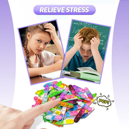 260 PCS Pop Keychain Bulk Party Favors,Fidget Toys for Kids Bulk Mini Pop Keychain Sensory Toys Stocking Pinata Stuffers Birthday Classroom Prizes Toddler Fidget Pack Stress Relief Toys