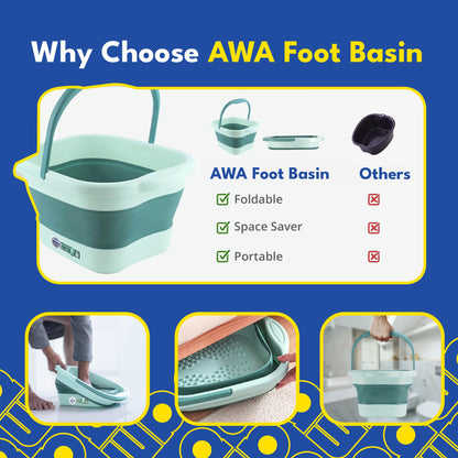 American Wellness Authority AWA Extra Large foot bath basin - Sturdy plastic soak tub For Soaking feet and Pedicure At Home Spa Kit Women Men (Grey Basin), 1.0 Count