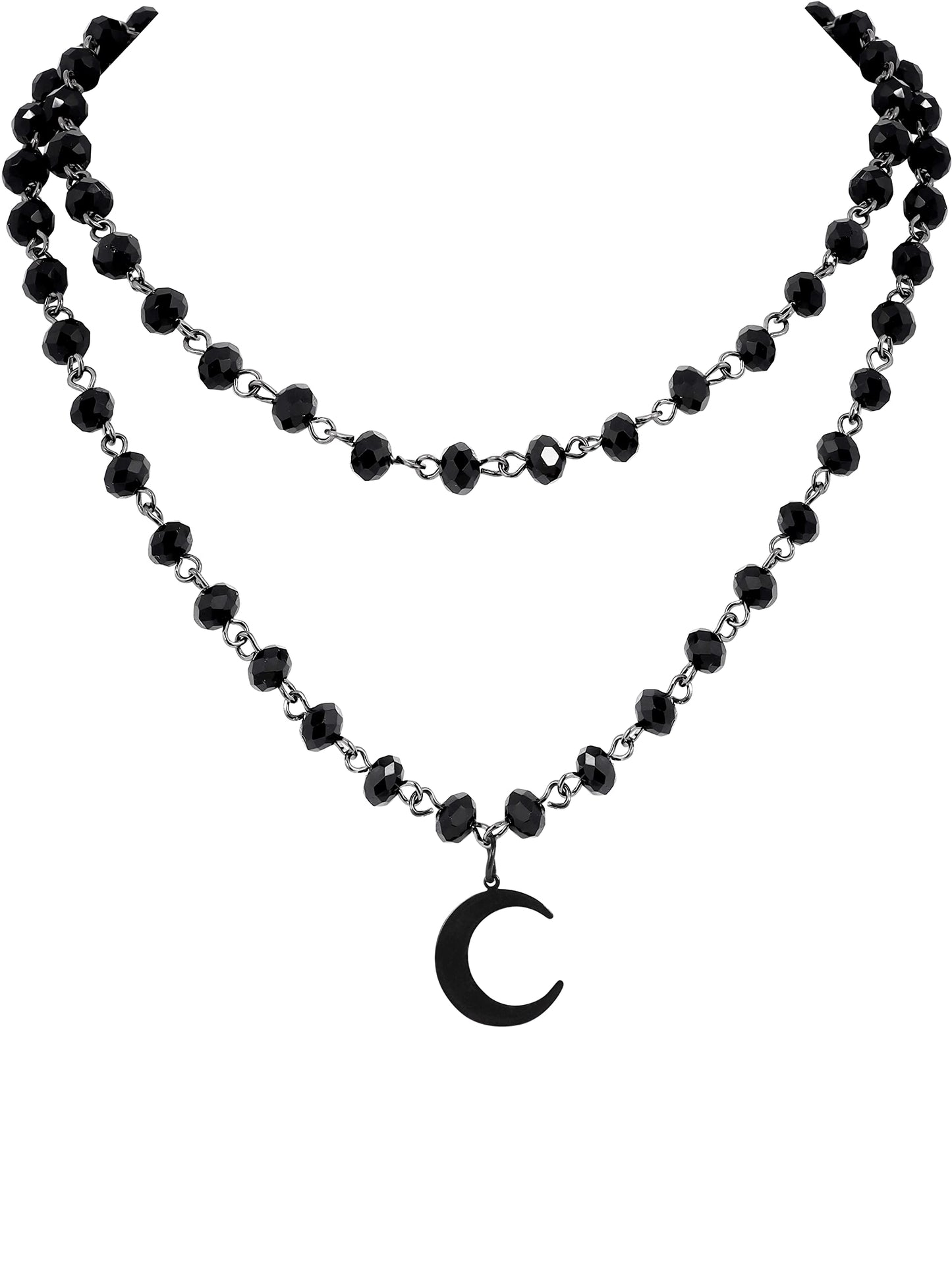 Sacina Gothic Layered Black Crescent Moon Choker, Black Moon necklace for Women, Gothic Goth Necklace, Goth Jewelry, Christmas Jewelry Gift for Women