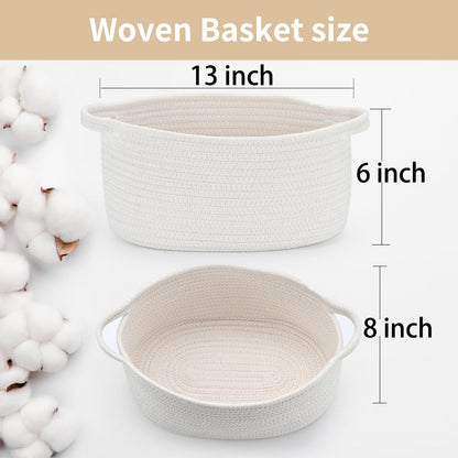 Happyiren Cute Woven Storage Basket with Handle, Baskets for Gifts Empty, Gift Baskets for Christmas Birthday Baby Shower Burr, Decorative Organizer Box for Baby Toy Pet, 13" D x 8" W x 6" H