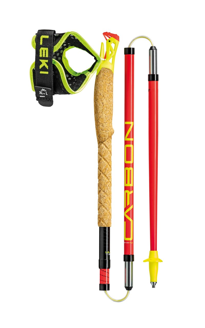 LEKI Ultratrail FX.One Carbon Collapsible Lightweight Trekking Poles for Hiking & Trail Running - Red-Black - 105 cm
