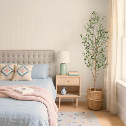 Bellacat Faux Olive Tree 7ft，Olive Trees Artificial Indoor with Natural Wood Trunk and Realistic Leaves and Fruits. 7 Feet(84in) Fake Olive Tree for Home House Office Décor.