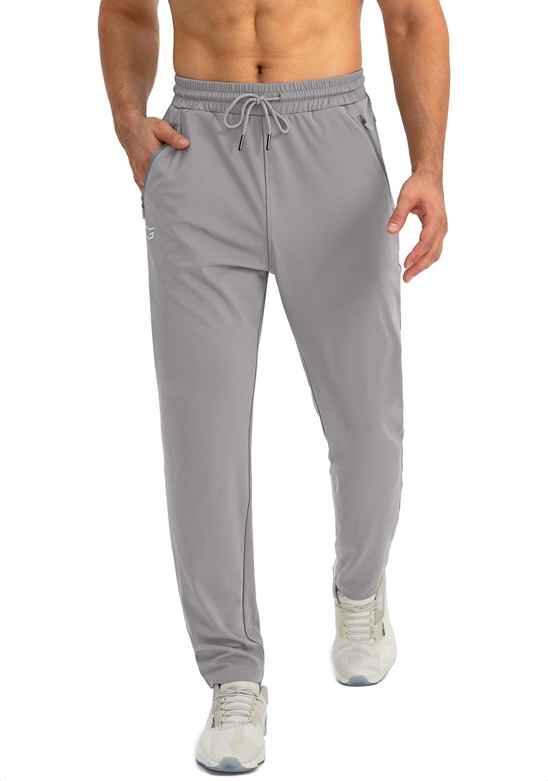 G Gradual Men's Sweatpants with Zipper Pockets Tapered Joggers for Men Athletic Pants for Workout, Jogging, Running (Light Grey, XX-Large)