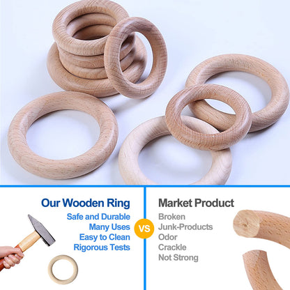 Arudyo Baby Teething Toys Silicone Teethers BPA Free Silicone Rudder with Wooden Ring Soothe Babies Gums (Khaki)