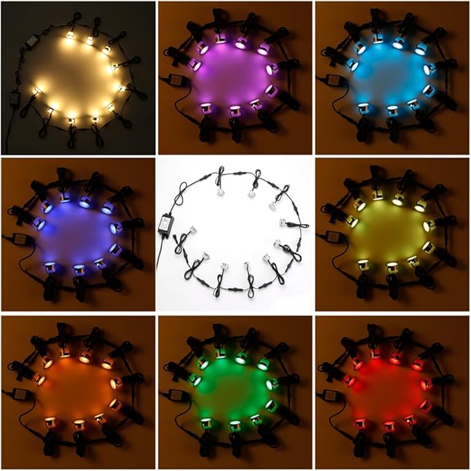 FVTLED Low Voltage Recessed RGBW Deck Light, 50pcs Φ1.22 RGB & Warm White Stainless Steel Waterproof Outdoor Step Lighting In-ground Landscape Pathway Patio Stair Decor Lamp, Black