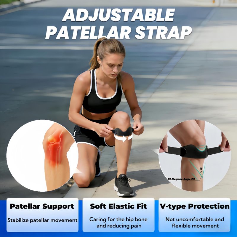 uwsic 2 Pack Patellar Tendon Knee Strap - Adjustable Velcro Patella Band Support for Tendonitis, Meniscus Tear & Joint Pain Relief - Perfect for Running, Basketball, Gym, Hiking, Cycling -Knee Brace Unisex for Men Women (Black)