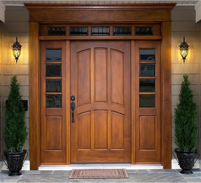 18in Dusk to Dawn Outdoor Wall Light for House, Bronze Exterior Wall Lantern for Garage, Aluminium Porch Door Lights Fixture with Clear Seeded Glass Shade for Entryway, Front Door
