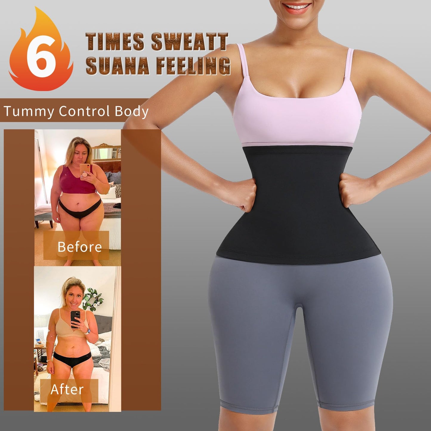 BODYSUNER Waist Trainer for Women Lower Belly Fat Sweat Band for Stomach Weight Loss Sauna Suit Workout Gym Deep Blue,L/XL