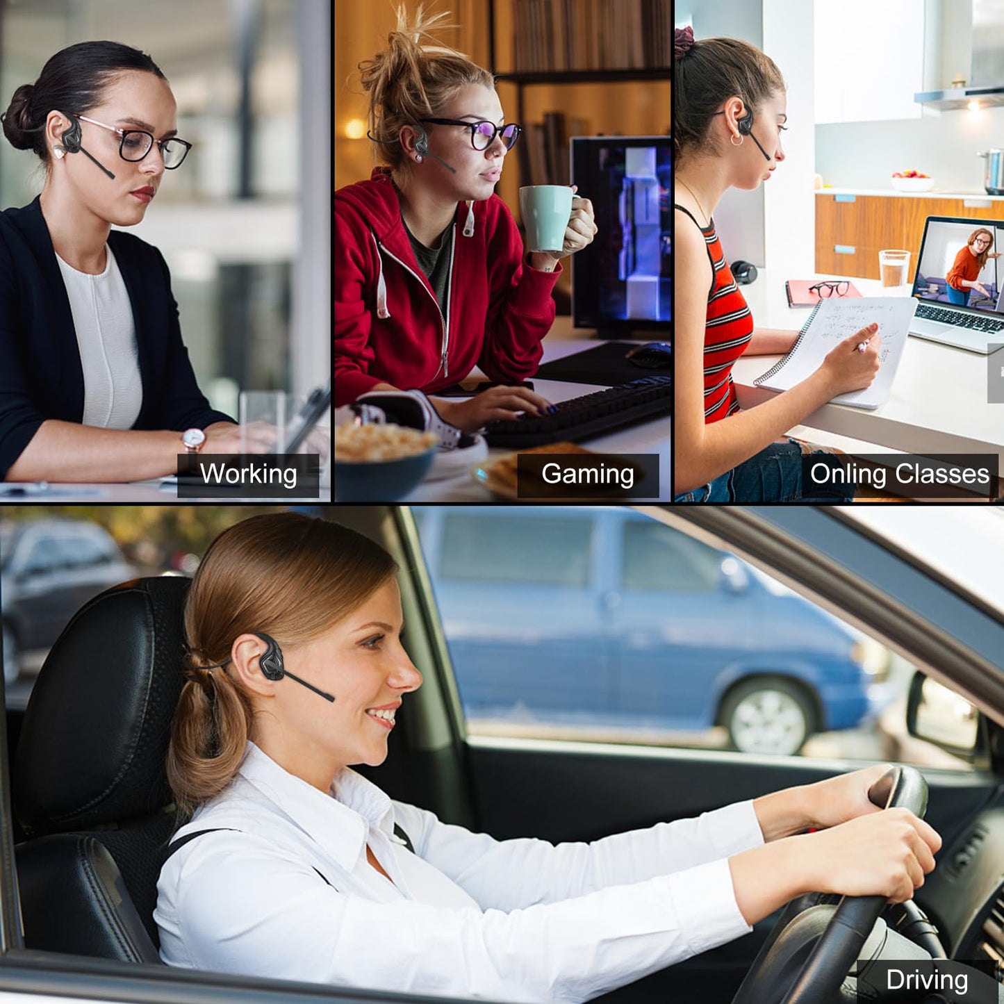 Golvery Latest Bluetooth 5.3 Headset w/Noise Canceling Boom Mic, Wireless Headset for Phone PC Computer Latop, Lightweight and Comfortable Headphone for Office Meeting Home Working Calling, 10H