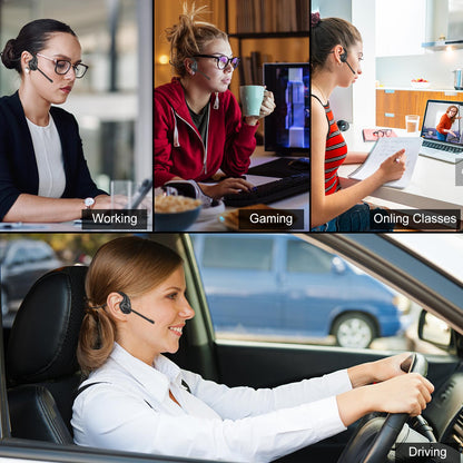 Golvery Latest Bluetooth 5.3 Headset w/Noise Canceling Boom Mic, Wireless Headset for Phone PC Computer Latop, Lightweight and Comfortable Headphone for Office Meeting Home Working Calling, 10H