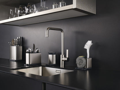 Joseph Joseph Surface Sink Caddy Stainless Steel Sponge Holder Organizer Tidy Drains Water for Kitchen, Small, Silver