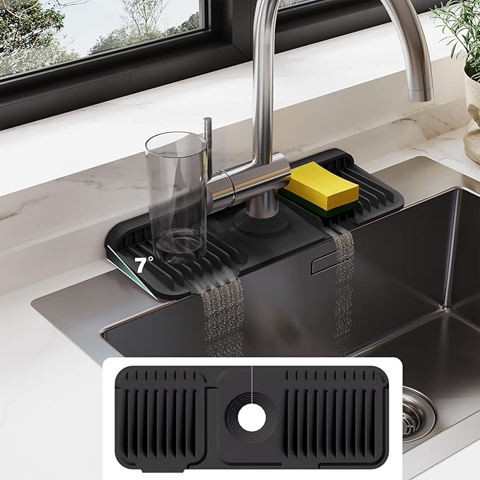 14.6 Inch Silicone Faucet Mat for Kitchen Sink Splash Guard