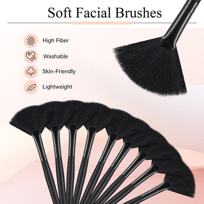 9 Pieces Facial Fan Mask Brushes, Soft Facial Applicator Brushes Tools for Peel Glycolic Makeup for Mud Cream(Champagne)