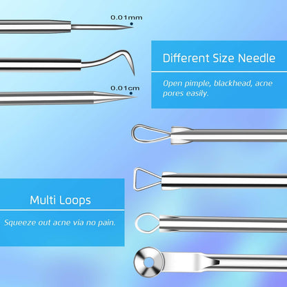 Blackhead Remover Tools Pimple Popper Tool Kit, Comedones Extractor Acne Removal Kit for Blemish, Black Head Remover for face Risk Free Treatment for Whitehead Popping