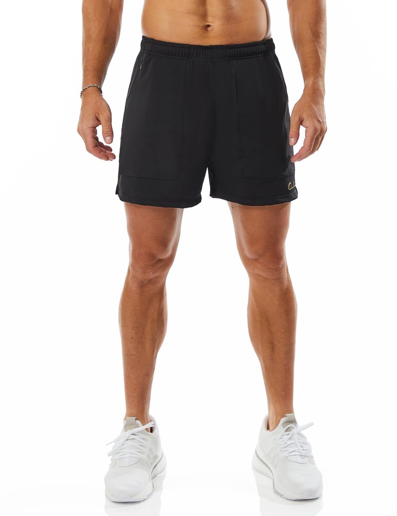 Ouber Men's Athletic Gym Shorts Workout Quick Dry Shorts for Men Running Training with Zipper Pockets, Black L