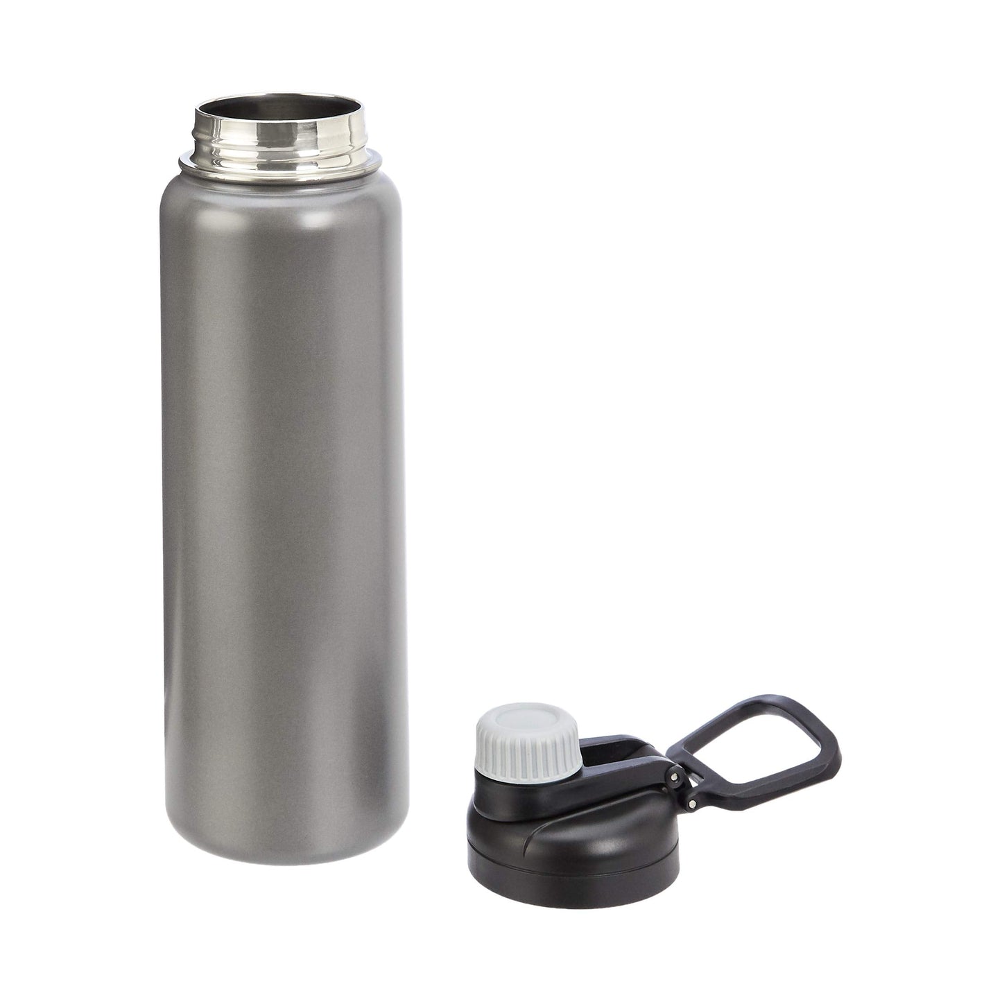 Amazon Basics Large Stainless Steel Insulated Water Bottle, Spout Lid, 30.1 ounces, Gray
