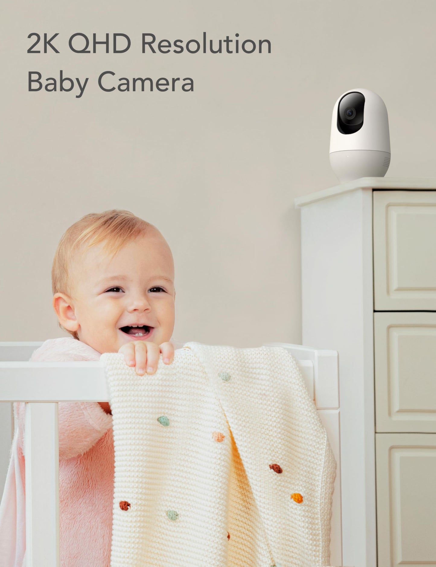 nooie Baby Monitor WiFi Baby Monitor with Camera 360-degree Baby Camera with 2K Night Vision Video Baby Monitor Camera, AI Motion Tracking Sounds and Motion Detection, Works with Alexa, SD Card/Cloud