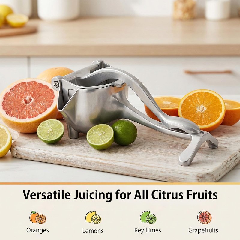 Heavy Duty Cast Iron Juicer Manual Hand Press, Stainless Steel Fruit Juice Squeezer for Lemon & Orange, Citrus Press Juicer (1PC)