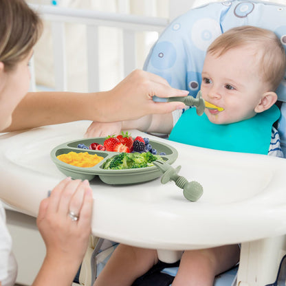 Eascrozn Baby Spoons and Forks Feeding Set, 6 Pack Silicone First Stage Self Feeding Toddler Utensils, BPA Free, Baby Led Weaning Supplies for Training Spoons