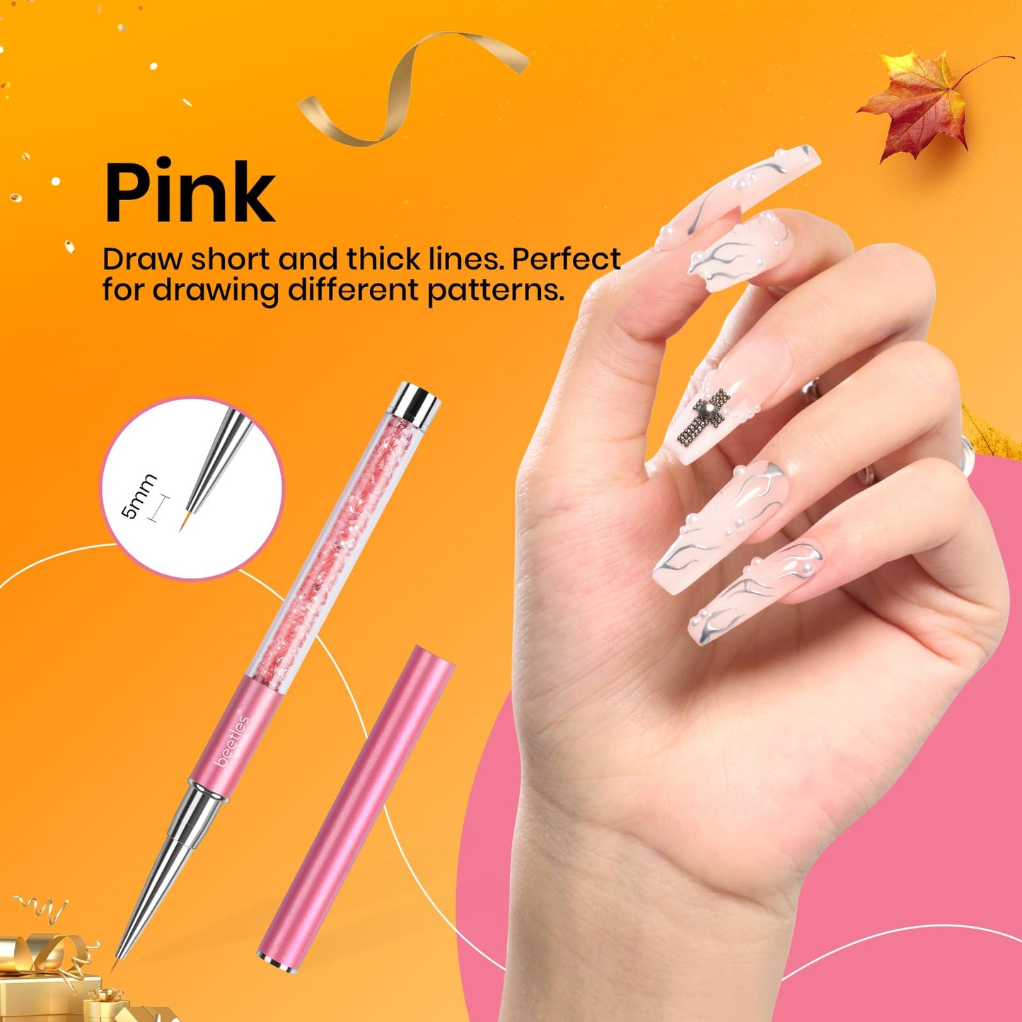 Beetles 31pcs Nail Art Brushes, Dotting Tools, Nail Art Pens, Dust Brush, Striping Liner Fingernail Drawing Pens with Palette Holder All in One for Starter Manicure Design Set