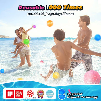 12Pcs Reusable Water Balloons, Pool Toys for Boys and Girls, Beach Outdoor Activities Water Toys for Kids Ages 3-12, Summer Water Toy for Boys and Girls