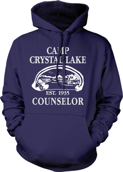 Crazy Dog T-Shirts Camp Crystal Lake Funny Graphic Camping Vintage Graphic Horror Novelty Hoodie Funny Sweater Halloween Hoodie Cool Camping Pullover Novelty Sweatshirt Navy XXL