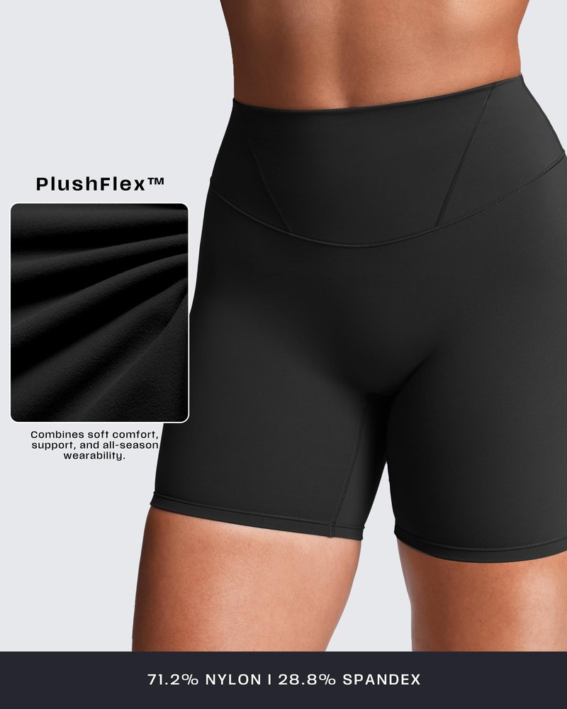 Aoxjox Women's Workout Velura Biker Shorts High Waisted Hidden Scrunch PlushFlex™ Athletic Yoga Short 6" (Black, Small)