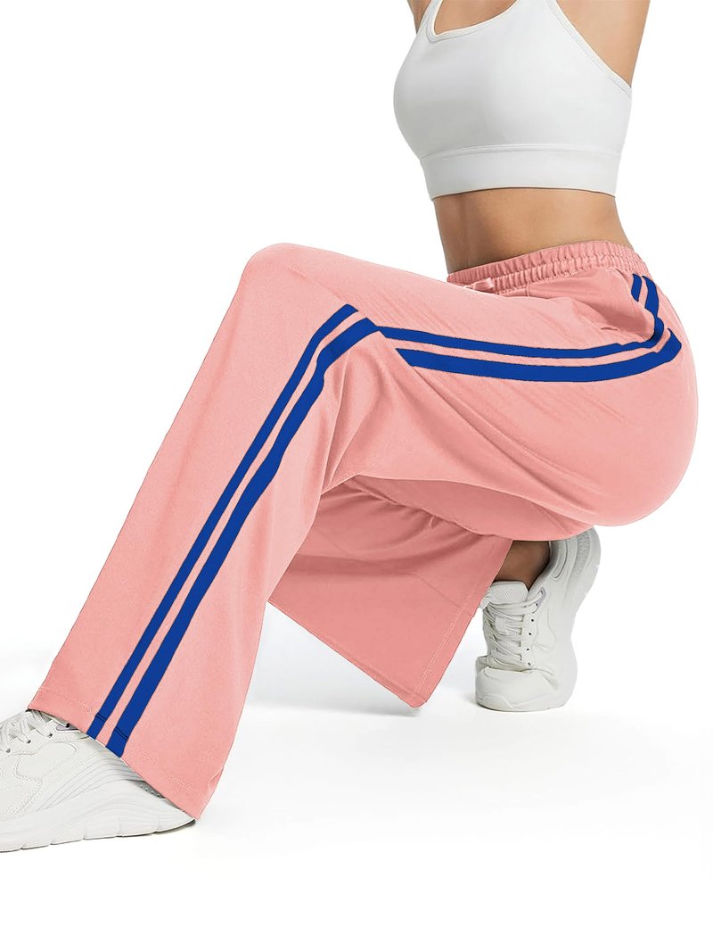 Tapata Women's 30" Inseam Track Pants Elastic Waistband Y2K with Zipper Pockets Dance Studio Sweatpants, Pink, XL
