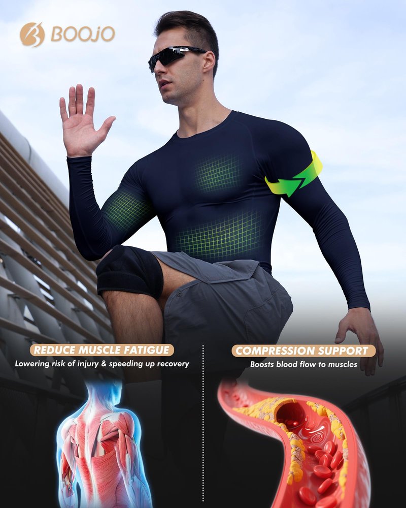 Compression Shirts for Men - Long Sleeve Black Workout Base Layer Athletic Gym Tops Quick Dry Running Undershirts