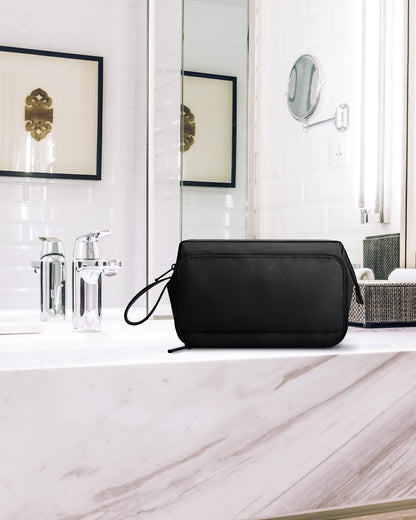 BAGSMART Toiletry Bag for Men, Wide Opening Dopp Kit Water Resistant Shaving Hygiene Organizer for Bathroom, Travel Essentials, Black