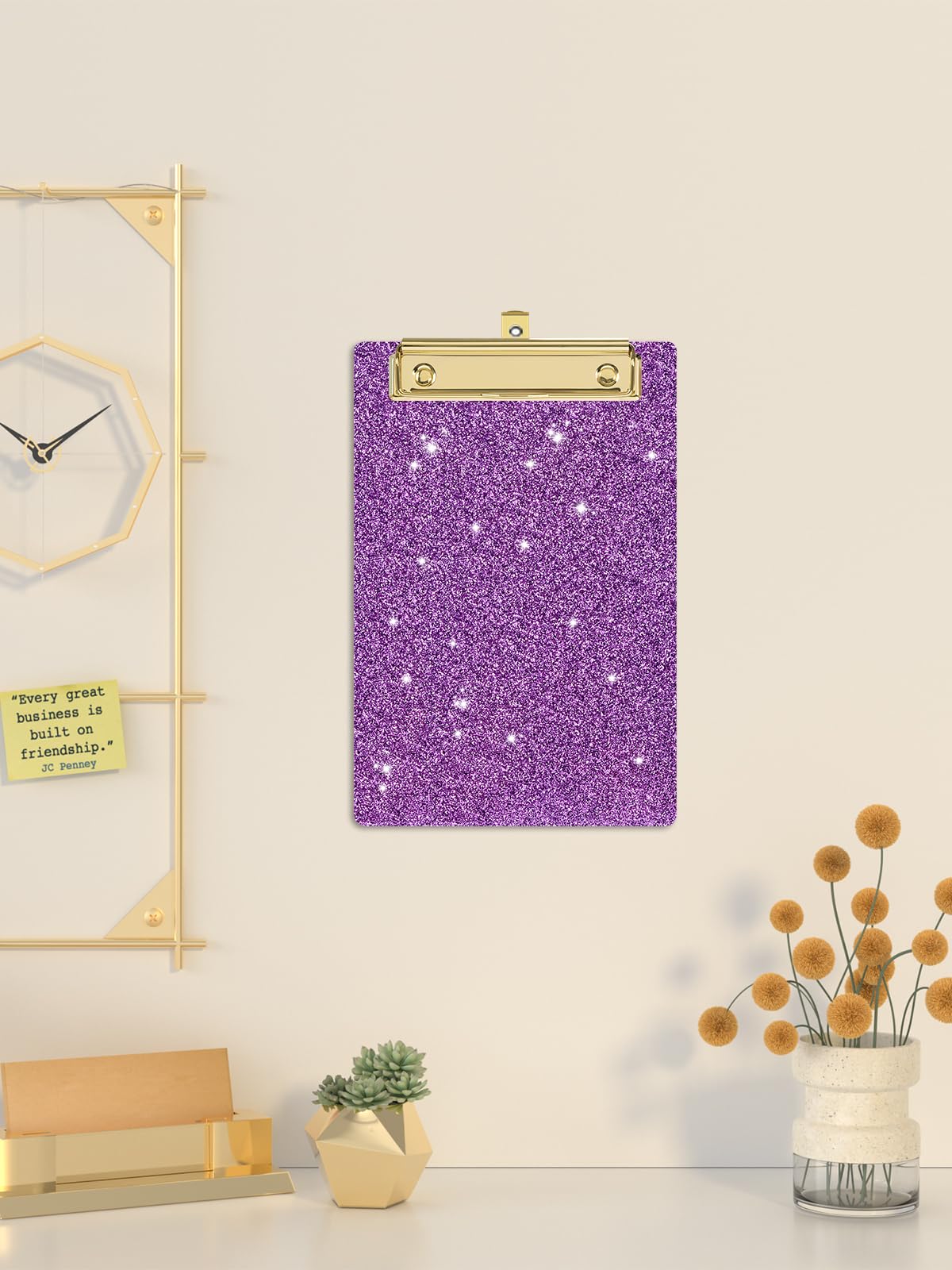 Acrylic Clipboards, Fashion Glitter Clipboard, Size 6" x 9", Cute Confetti Clipboards for Women, Desk Office Supplies and Accessories.Purple