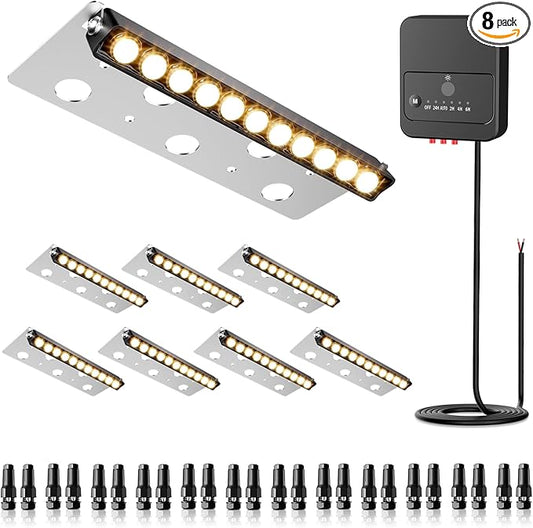 ZZXX 8 Inch 5W LED Hardscape Lighting 2700K Retaining Wall Lights 12-24V Low Voltage Step Light with Photocell Sensor IP68 Waterproof Paver Lights Outdoor for Deck Fence Patio Walls Stairs,8 Pack