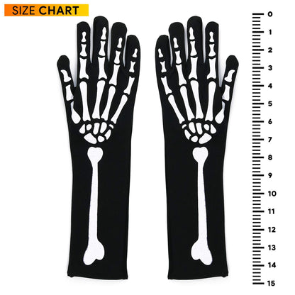 Skeleteen Bone Hand Skeleton Gloves - Skeleton Accessories Stretch Elbow Gloves for Adults and Kids