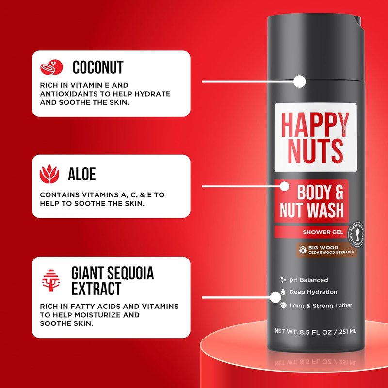Big Wood Men's Body Wash - Moisturizing Natural Shower Gel for Sensitive Skin | 8.5 Fl Oz