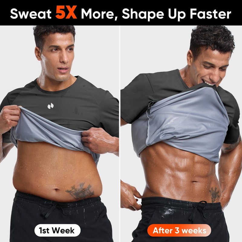 HOTSUIT Sauna Shirt for Men Weight Loss Heat Trapping Vest Workout Sweat Suits Fat burning Tops for Gym Exercise Boxing Dark Gray 3XL