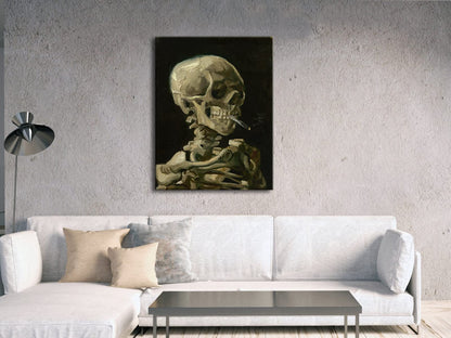 Wieco Art Skull of a Skeleton with Burning Cigarette, 1886 by Vincent Van Gogh Canvas Wall Art for Home Decor and Wall Decor Post-impressionism Canvas Prints Pictures Artwork