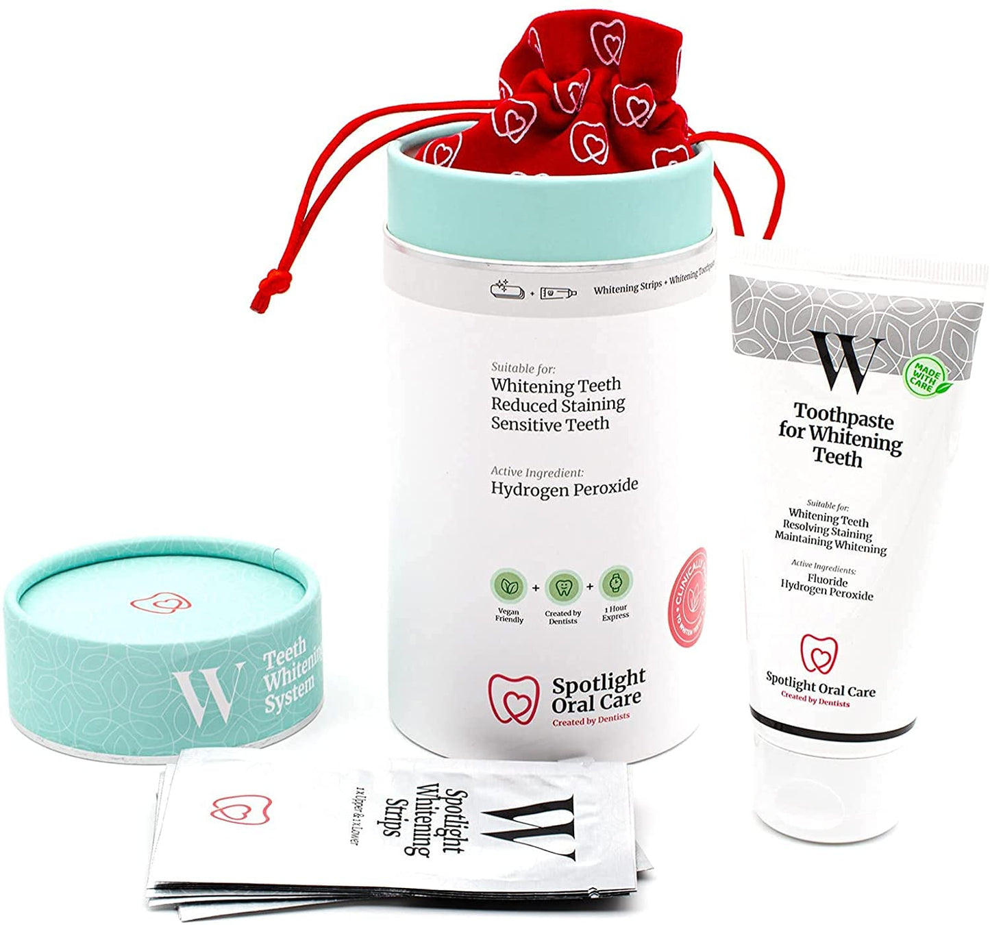 Spotlight Oral Care Teeth Whitening Strips | Gently Whitens Teeth Gradually & Safely | Active Ingredients Including Hydrogen Peroxide | Full 14-Day Course of Strips & 100 mL Whitening Toothpaste