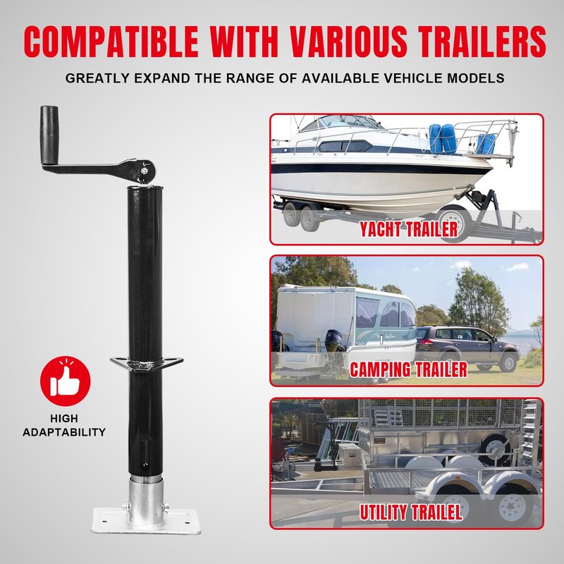 Road DAWG A-Frame Trailer Jack, 2,000 LBs Capacity, 14 Inches Vertical Travel, Top-Wind Handle Trailer Tongue Jack with Foot Plate, for Camper, RV，ATR39004MB