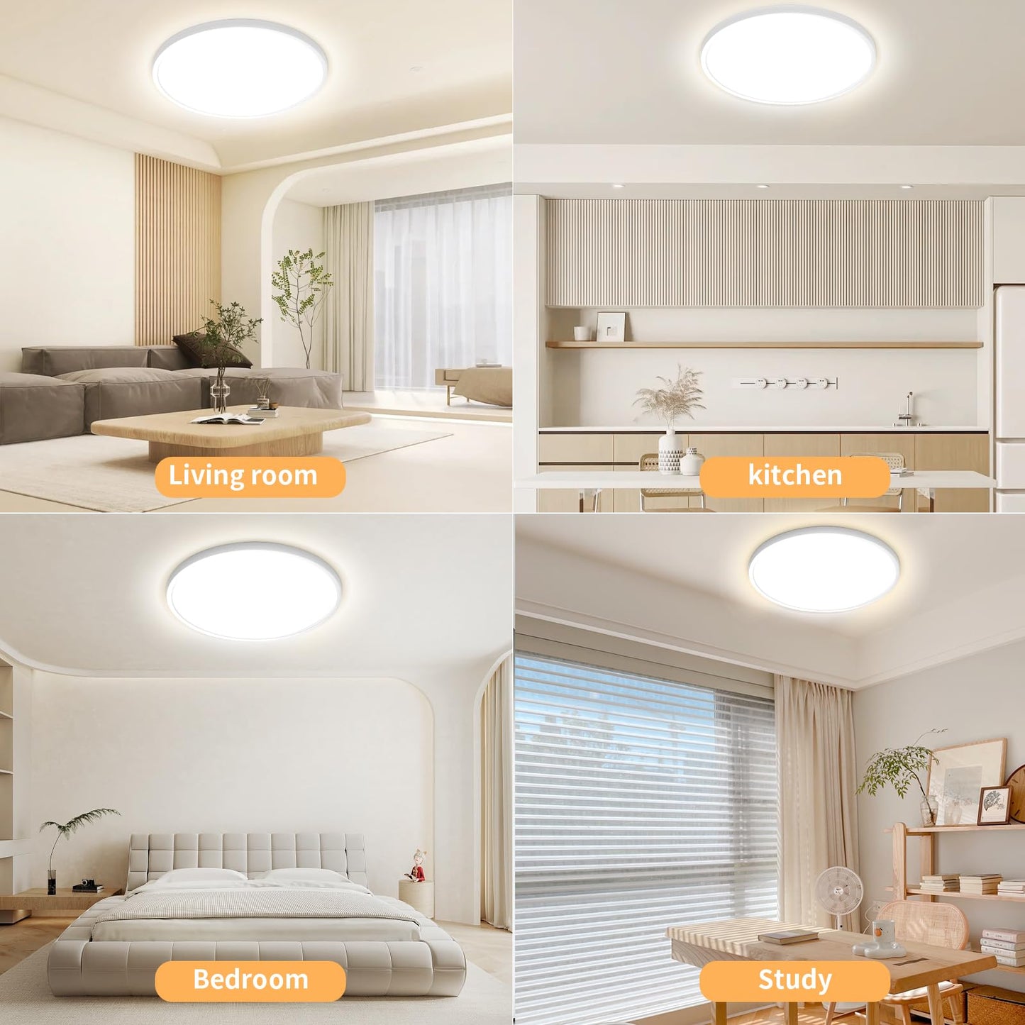 Yexati Bathroom Light 24W 3200LM 30cm Dimmable with Remote Control 6500K-3000K, IP54 LED Bathroom Light Ultra Thin Flush Ceiling Light Round for Kitchen Toilet Porch Bedroom Utility Room White