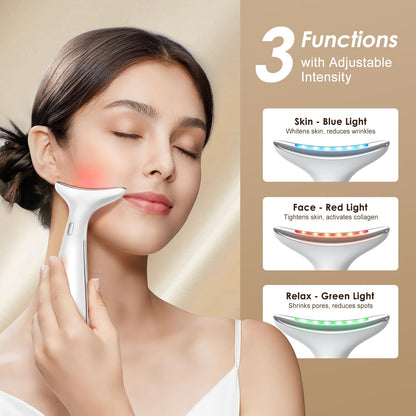 Facial and Neck Massager for Face, Neck - Skin Lifting & Firming - Wrinkle & Dark Circle Reducer - at Home Skin Care Face Sculpting Tool and Neck Massager-Pastel Pink