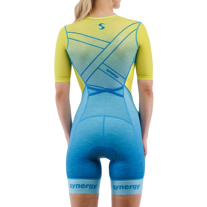 Synergy Women's Tri Suit Pro Short Sleeve Trisuit (Aqua Green, Large)