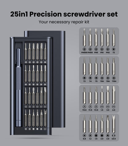 AXTH 25-in-1 Small Precision Screwdriver Set, Professional Magnetic Mini Repair Tool Kit for Phone, Computer, Watch, Laptop, Macbook, Ring Doorbell, Eyeglass, Electronic, [Bearing Steel] Screw Driver