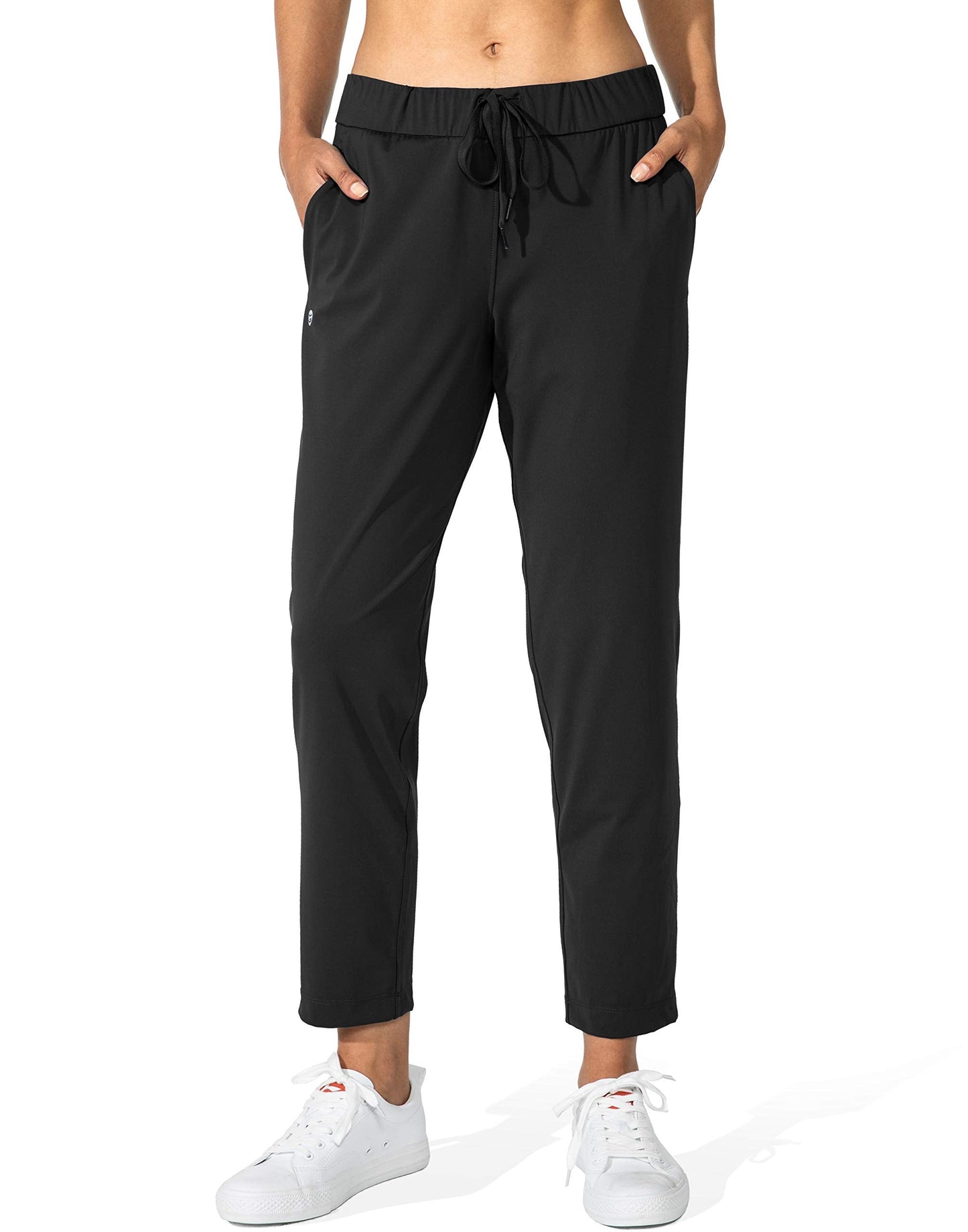 G Gradual Women's Pants with Deep Pockets 7/8 Stretch Sweatpants for Women Athletic, Golf, Lounge, Work (Black, X-Small)