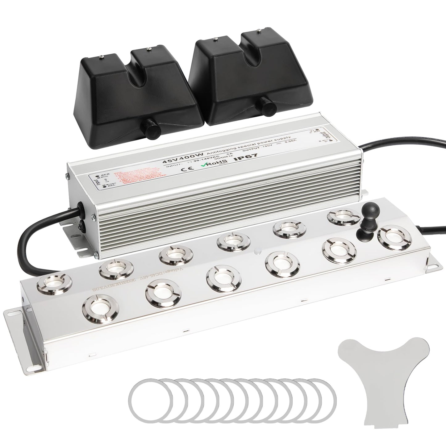 Toriexon Upgrade Ultrasonic Fogger 12 Head, Ultrasonic Mist Maker w/Float, 9000ml/H Mist Maker Fogger w/ 400W Waterproof Power Supply, Perfect for Pond, Greenhouse, Rockery, Halloween Decoration