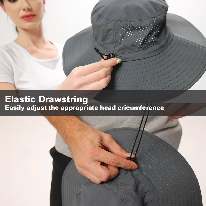 Rosoz Sun Hat for Men Women Cooling Boonie Hats Breathable Wide Brim Fishing Bucket Hat Beach Hat Safari Hiking Garden Summer UV Protection Black