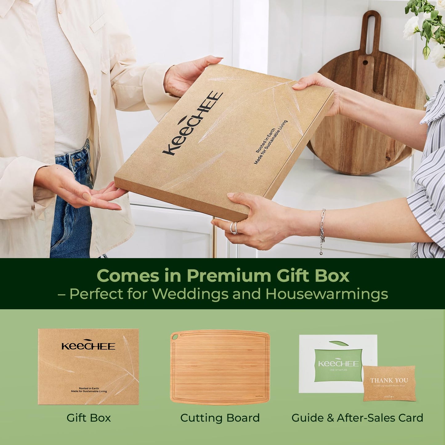 Dishwasher Safe Bamboo Cutting Boards Durable Lightweight Wood Cutting Board for Busy Kitchen, Easy Clean Wooden Chopping Boards with Juice Groove Set of 3 (L+M+S)